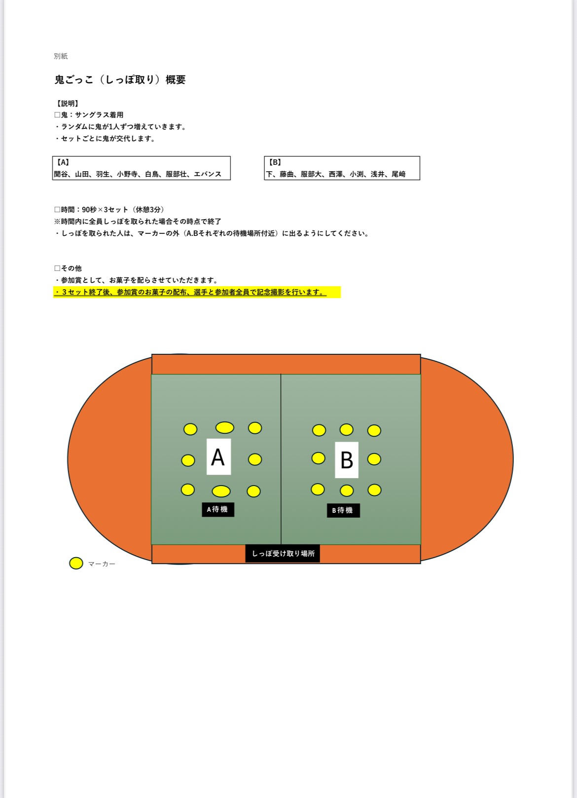 TB記録会 鬼ごっこ概要